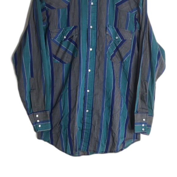 Vtg western plaid pearl snap button long sleeve shirt size medium cowboy rodeo - Picture 4 of 13